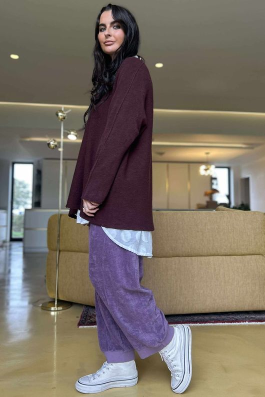 Conrad Oversized Boxy Knit Maroon /20=